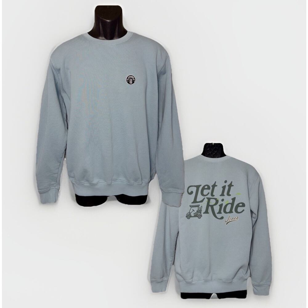 Standard Issue x Jones Golf Men Small Let It Ride Oversized Sweatshirt Gray Blue